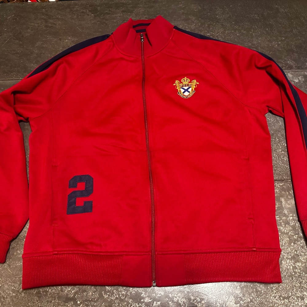 Vintage Polo Ralph Lauren Track Jacket Old Money Style Red #02 size XL GUC